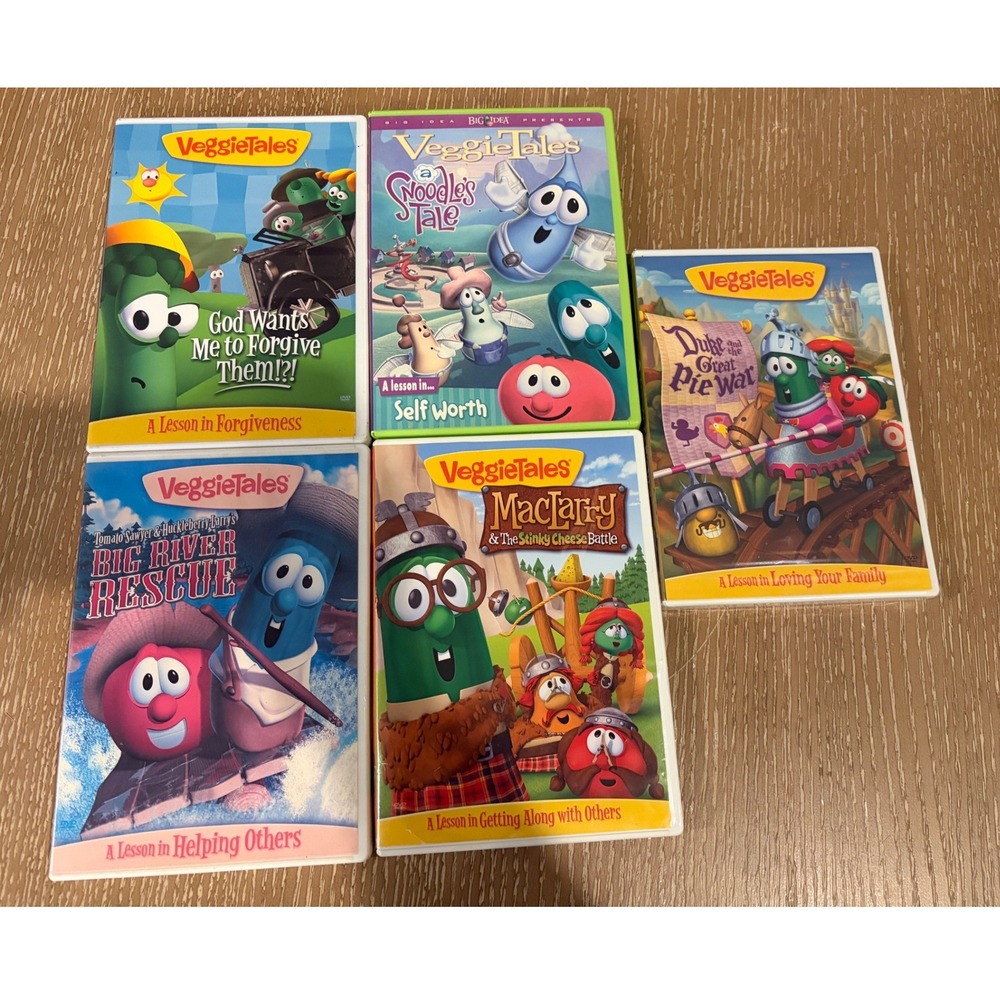 VeggieTales DVD Lot of 5 Big River Rescue MacLarry Snoodles Tale Family Kids